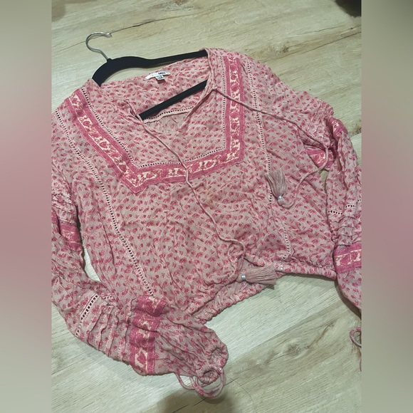 Lakefront Blush Floral Print Long Sleeve Top xs - Picture 3 of 8